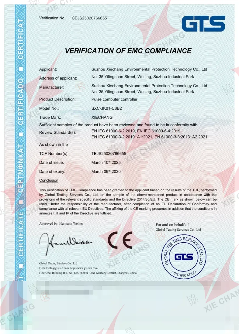 CE EMC muvofiqligini tasdiqlash — SXC-JK01-C8B2 impuls kontrolleri