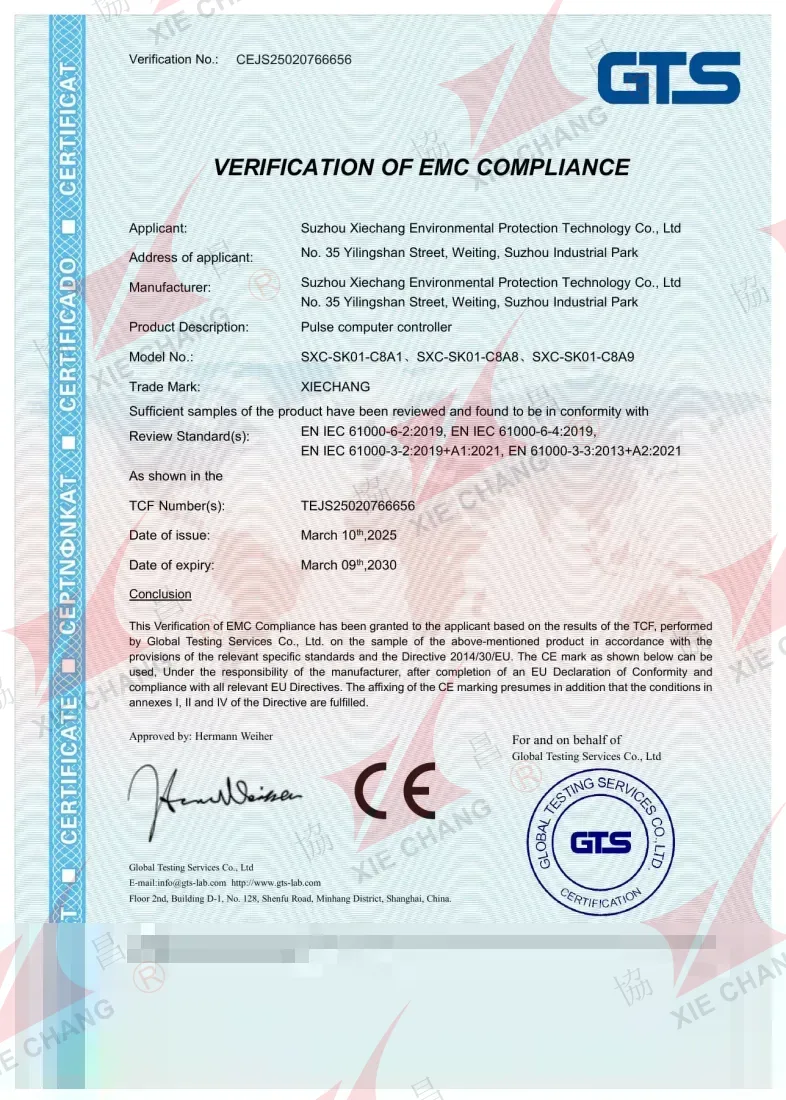 CE EMC muvofiqligini tasdiqlash — SXC-SK01-C8A1/C8A8/C8A9 impuls kontrollerlari