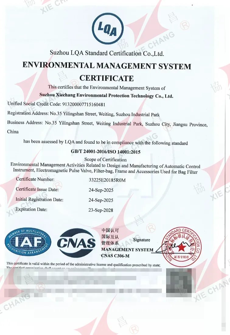 ISO 14001:2015 atrof-muhitni boshqarish tizimi sertifikati