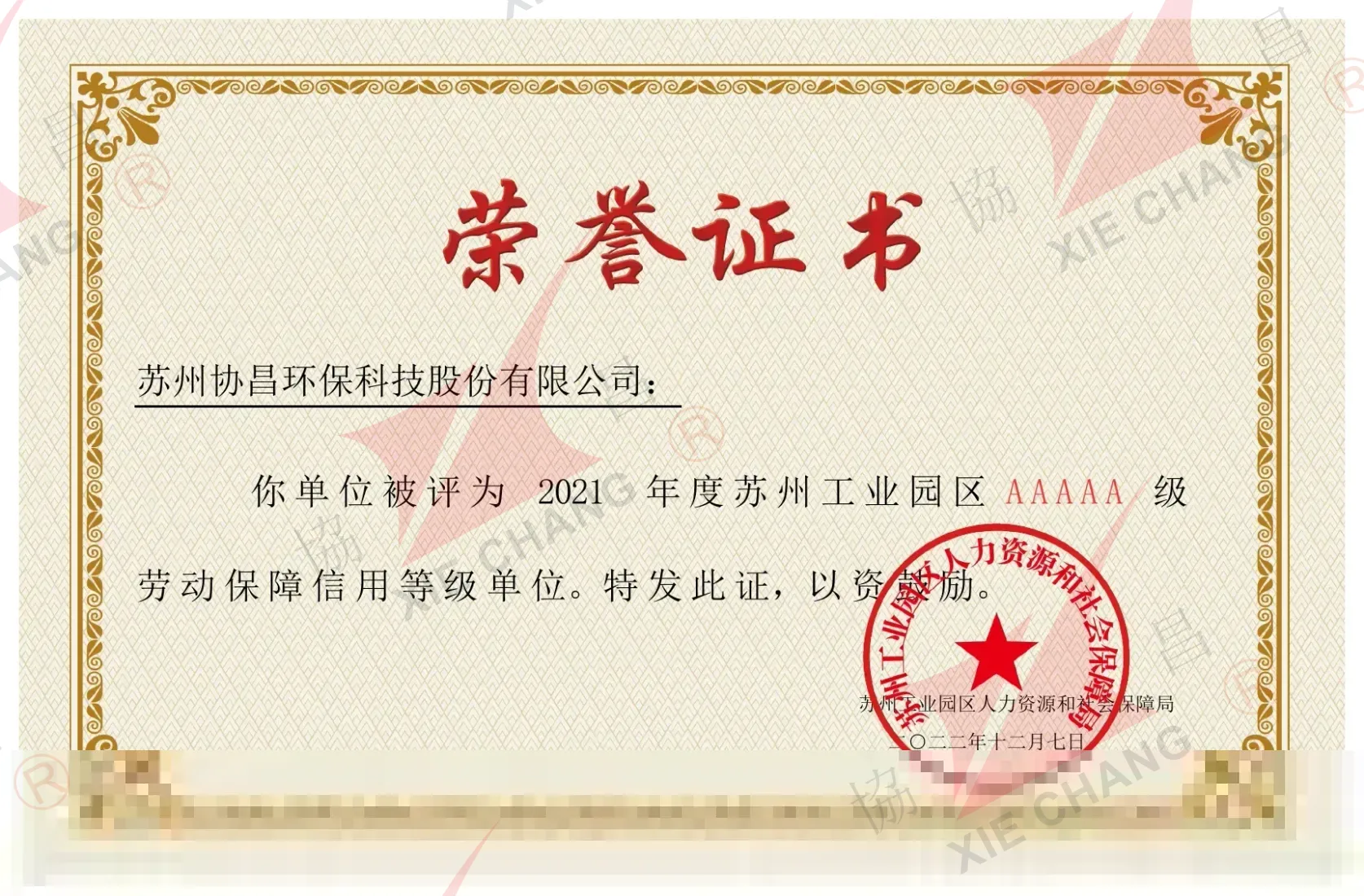 AAAAA darajali mehnat xavfsizligi kredit reytingi tashkiloti, Suzhou Sanoat Bog'i (2021)