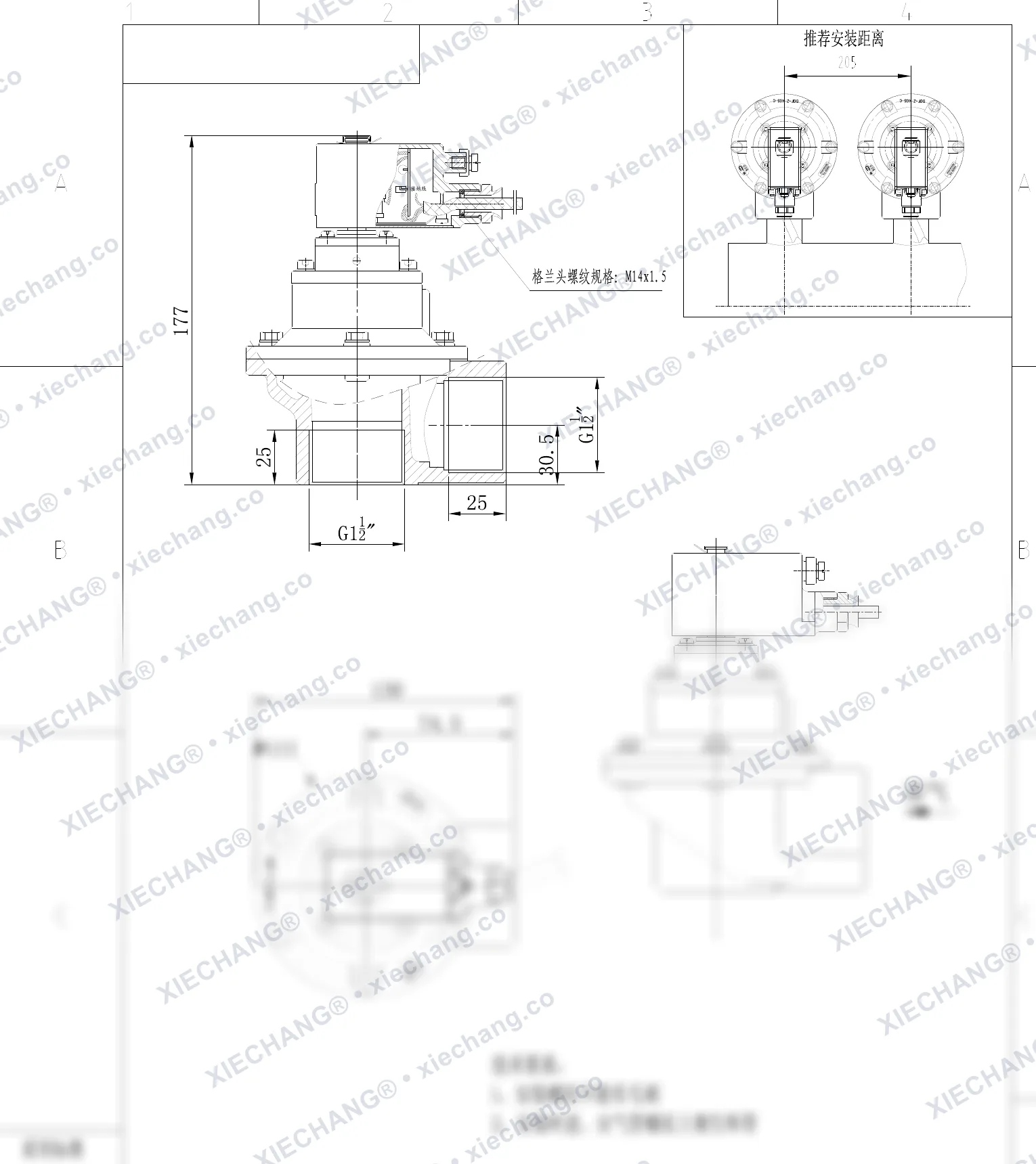 DCF-F-Z-40S-C · 1½" · portlashdan himoyalangan to'g'ri burchakli impuls klapani — O'rnatish chizmasi