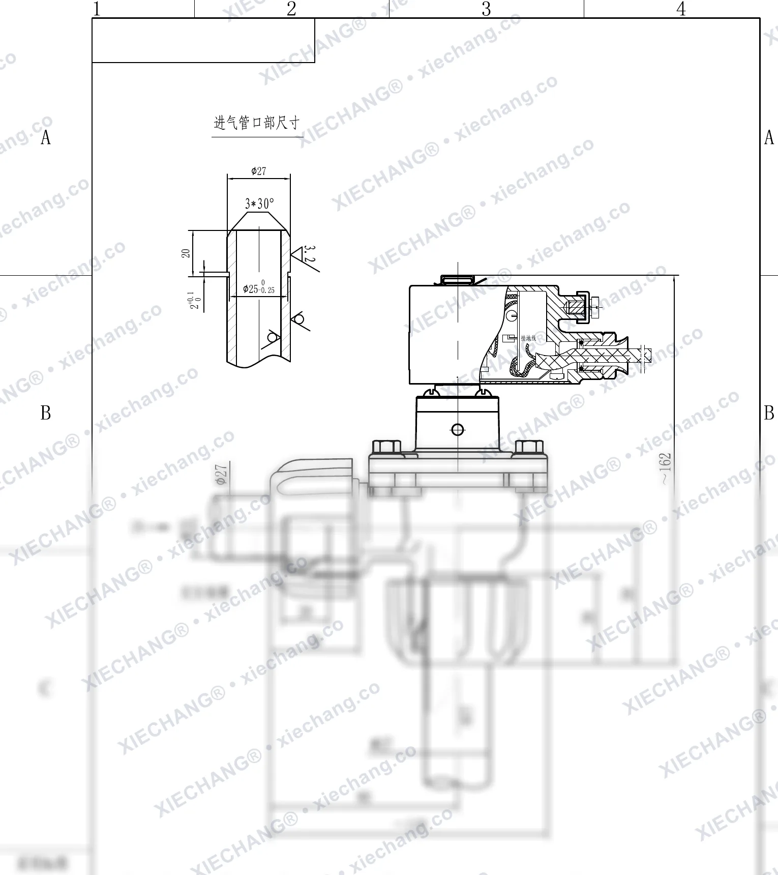DCF-F-ZM-20 · 3/4" · portlashdan himoyalangan tashqi rezbali to'g'ri burchakli impuls klapani — O'rnatish chizmasi