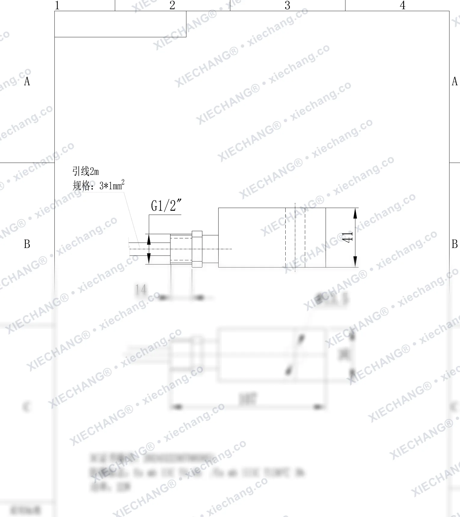 DCF-TZ-XQA-F-00 (24V) · portlashdan himoyalangan solenoid g'altagi (F1 seriyasi, buyurtma asosida) — O'rnatish chizmasi