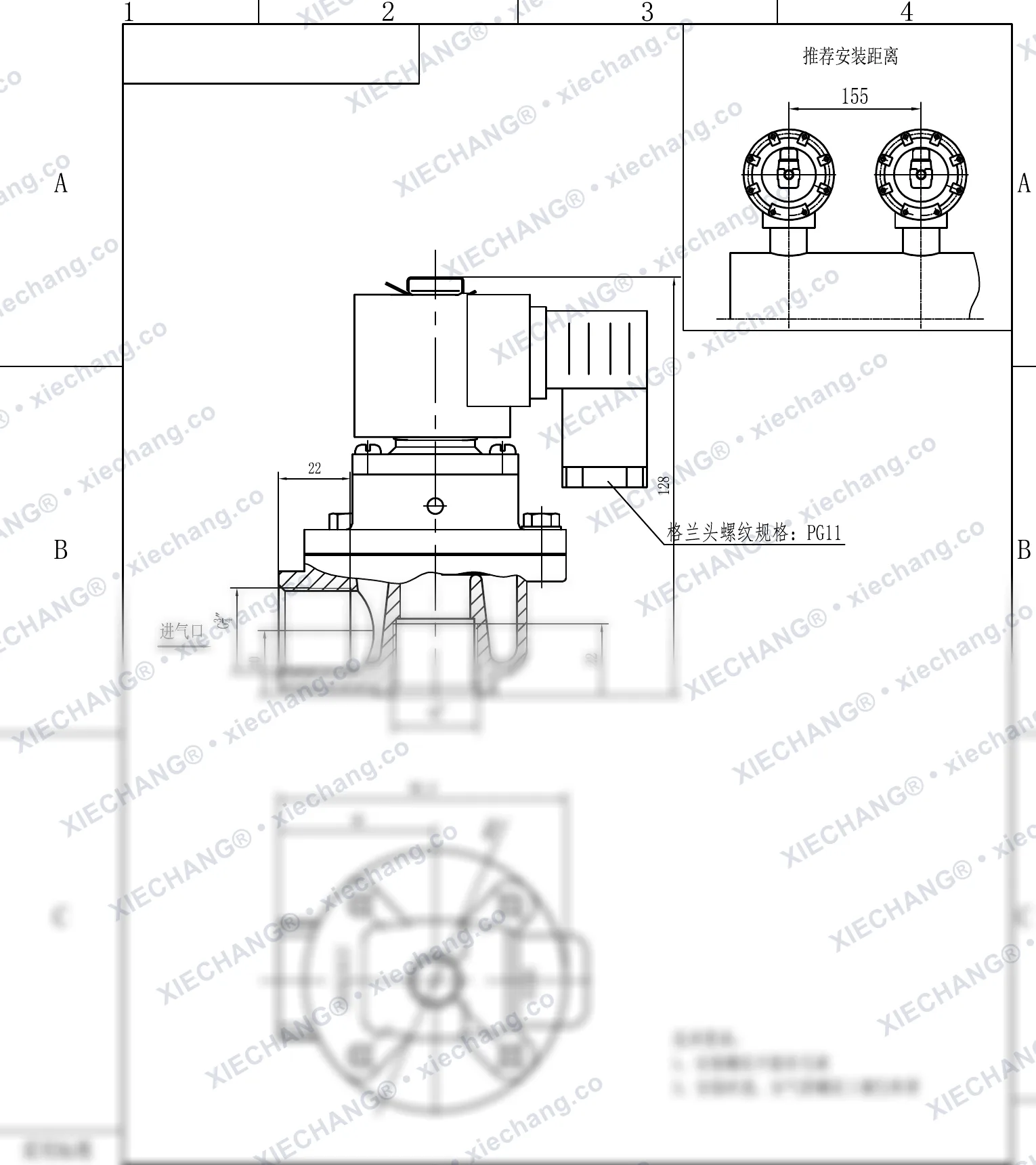 DCF-Z-20 · 3/4" · to'g'ri burchakli impuls klapani — O'rnatish chizmasi