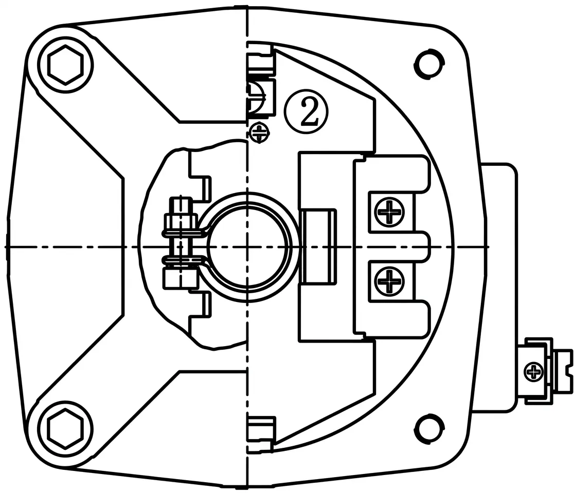 Ex db alangadan himoyalangan solenoid korpusining ichki yuqori kesim chizmasi tafsiloti